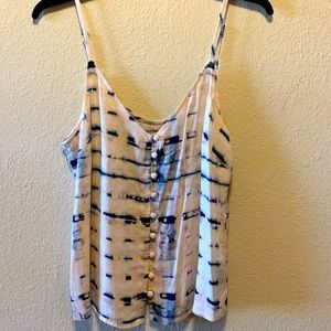 Sanctuary top light pink, dark blue & button front! NWT